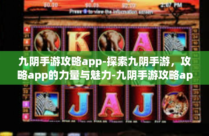 九阴手游攻略app-探索九阴手游，攻略app的力量与魅力-九阴手游攻略app